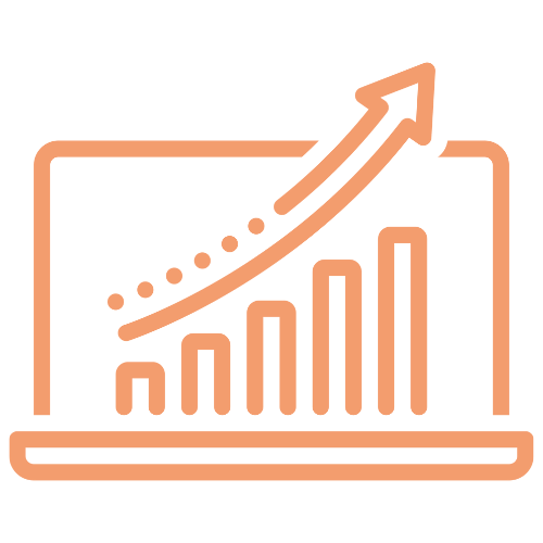 Ícono de gráfico de crecimiento en laptop - Violeta Costilla Marketing Social
